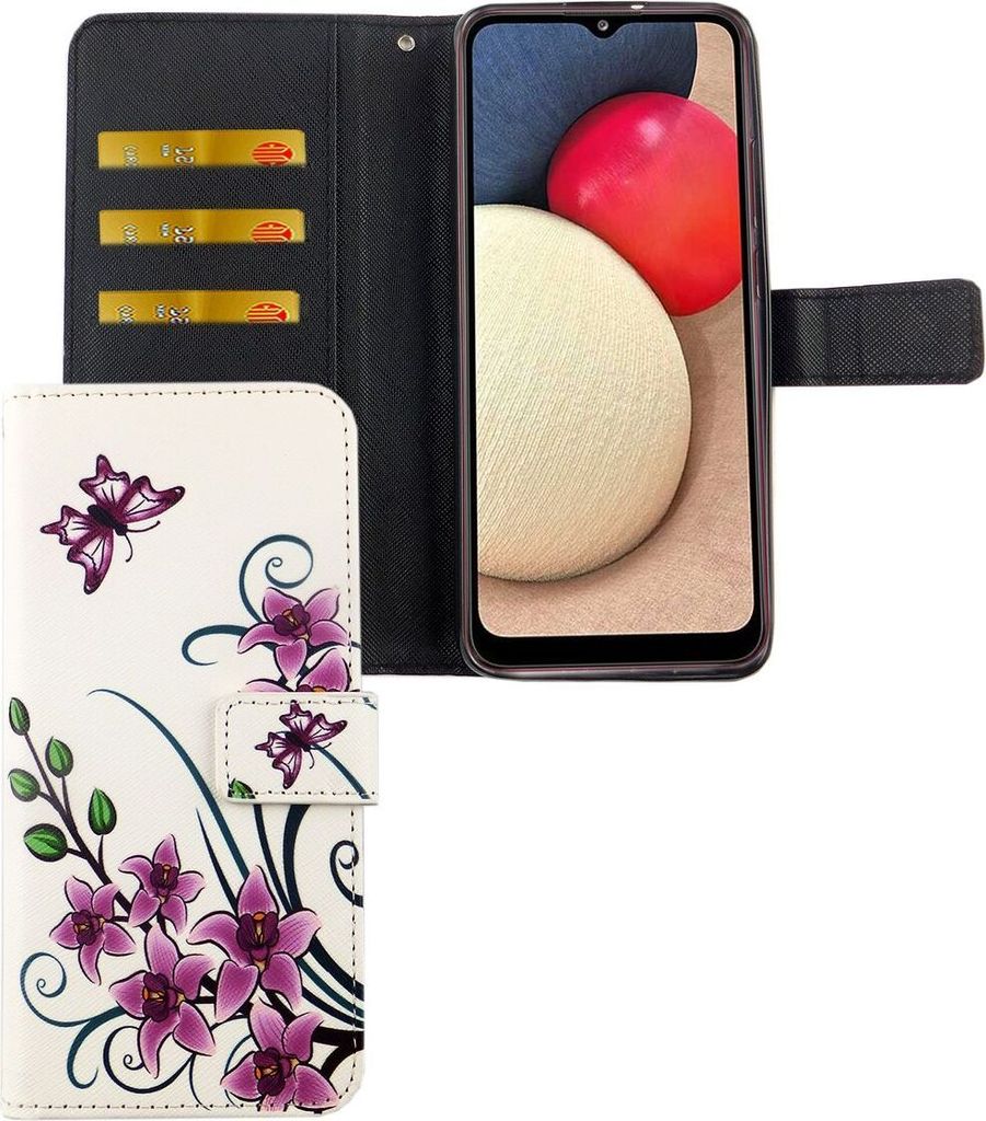 Samsung Galaxy A02s Tasche Handy Hülle Schutz-Cover Flip-Case mit Kartenfach Schwarz