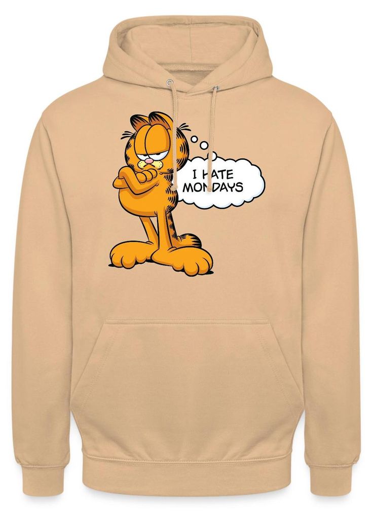 Spreadshirt Garfield Ich Hasse Montage Mondays Montag Uni Hoodie, L, Pfirsich