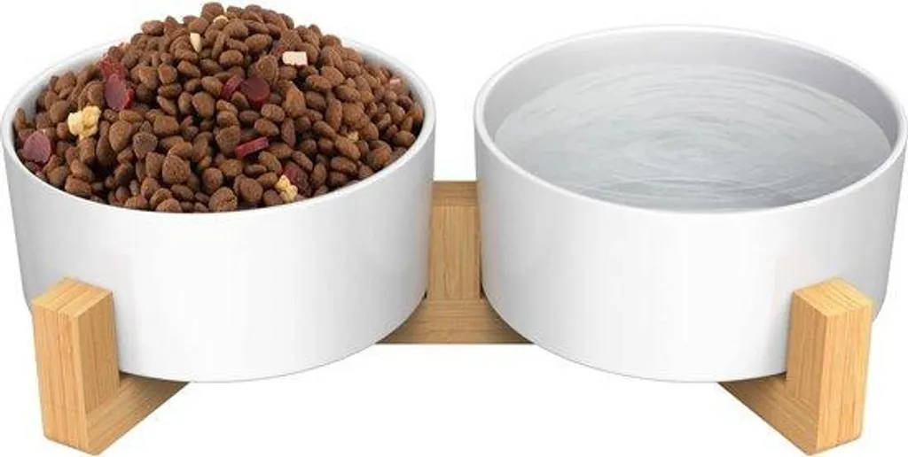 Station de repas pour chien : 2 gamelles 800ml céramique lavable facile