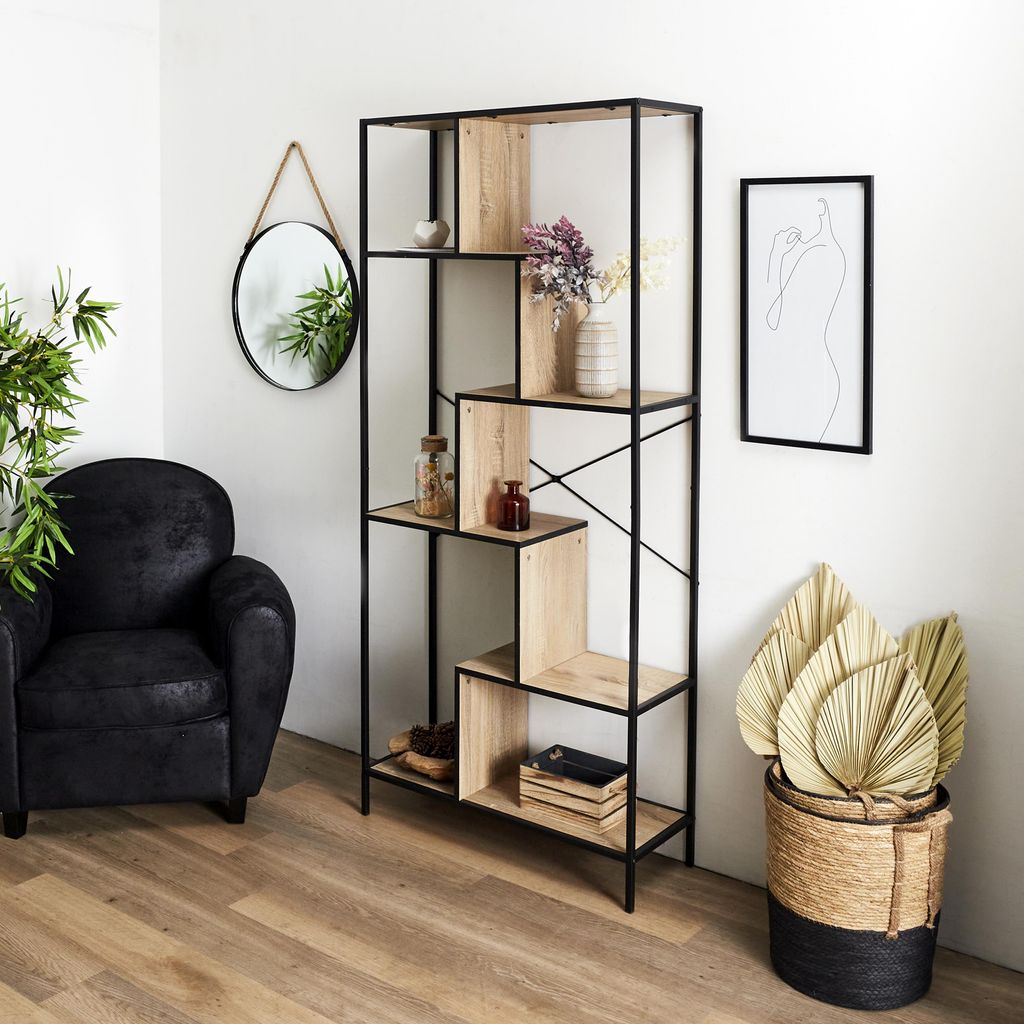 Holz- und Metallregal Edison 80 x 30 x 180 cm
