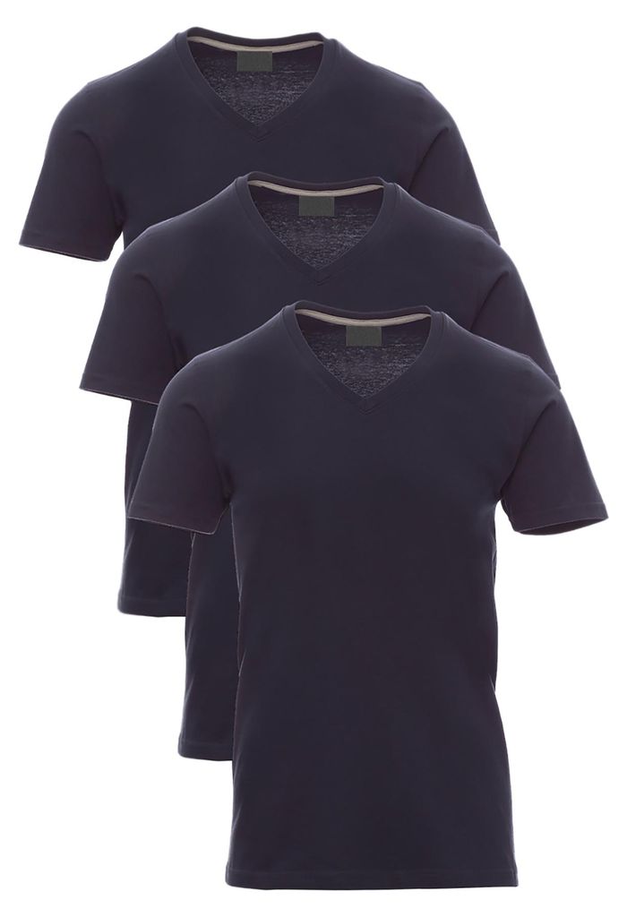 Mivaro Herren T-Shirt 3er Pack V-Ausschnitt Dunkelblau - Produktbild 