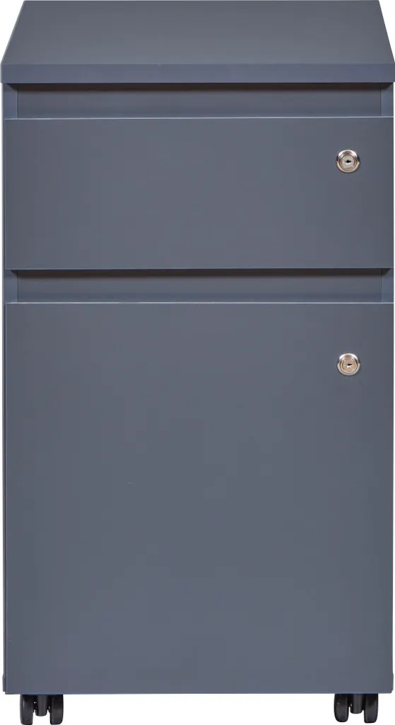 Solution de Rangement pour Bureau 1 Tiroir 1 Porte Gris avec Serrure