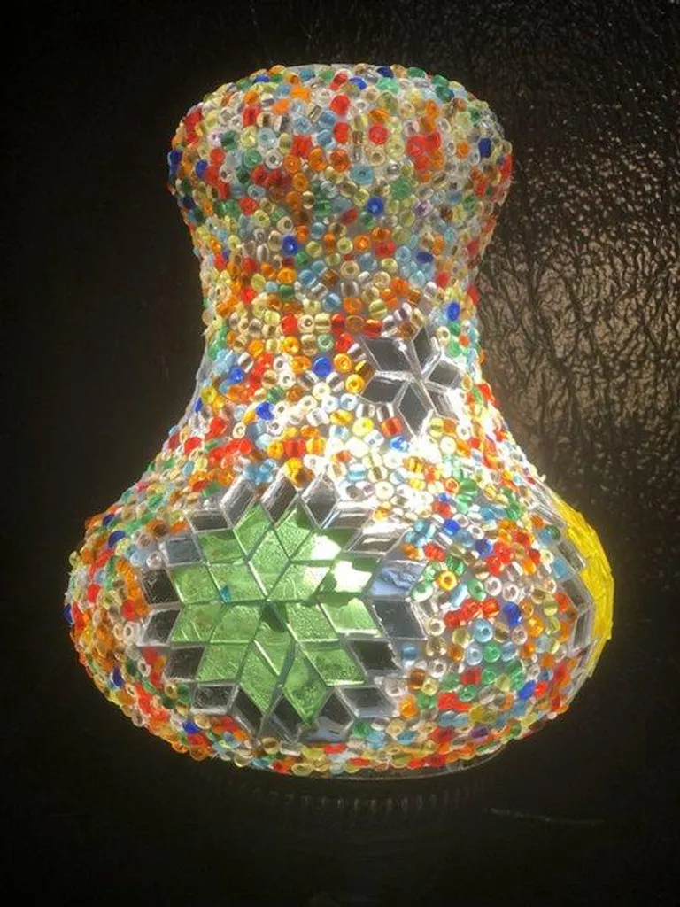 Lampe mosaïque poire faite main - Lampe de table turque artisanale 30cm