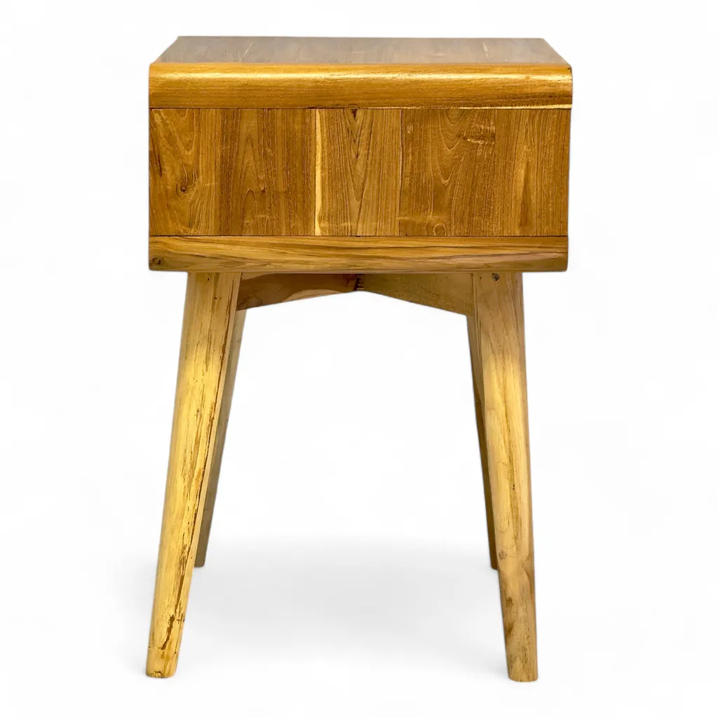 Table basse en rotin fait main avec aspect teck rétro - 4