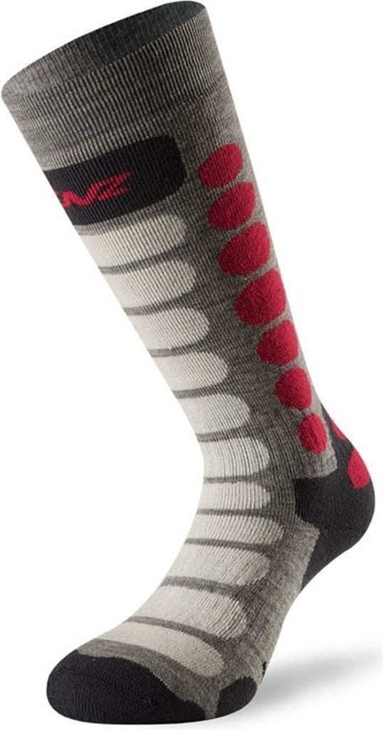 Lenz Kinder Wintersportsocken Skiing Kids 1.0 , Grau Pink, 23 - 26