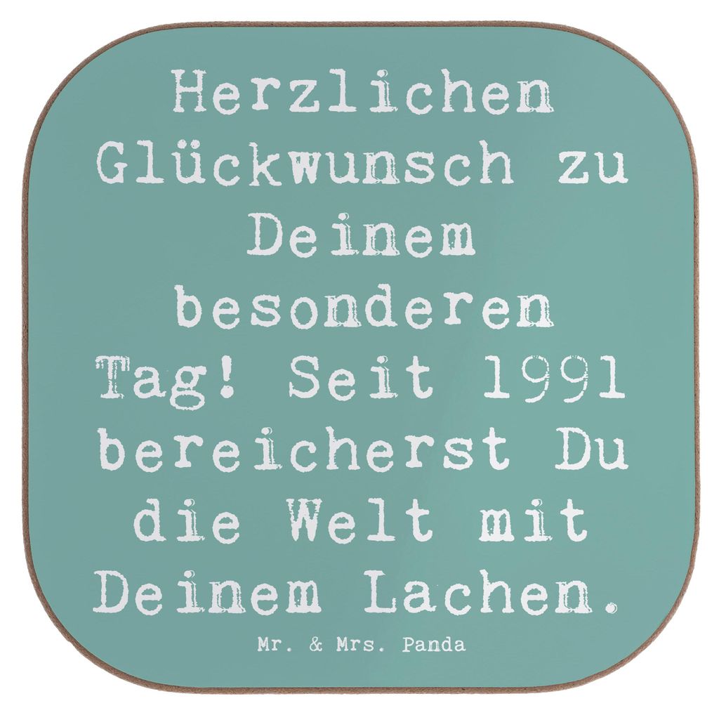 Mr. & Mrs. Panda Untersetzer für Gläser Spruch 1991 Geburtstag - Meeresbrise - Geschenk, gläseruntersetzer, Coaster, Glas, Dein Ehrentag, Alter,...