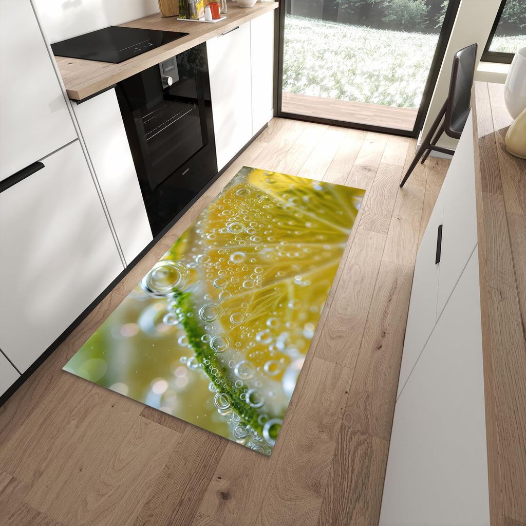 Küchenteppich 90x180cm rutschfest & abwischbar PVC Läufer - Sanfte Zitronenscheibe