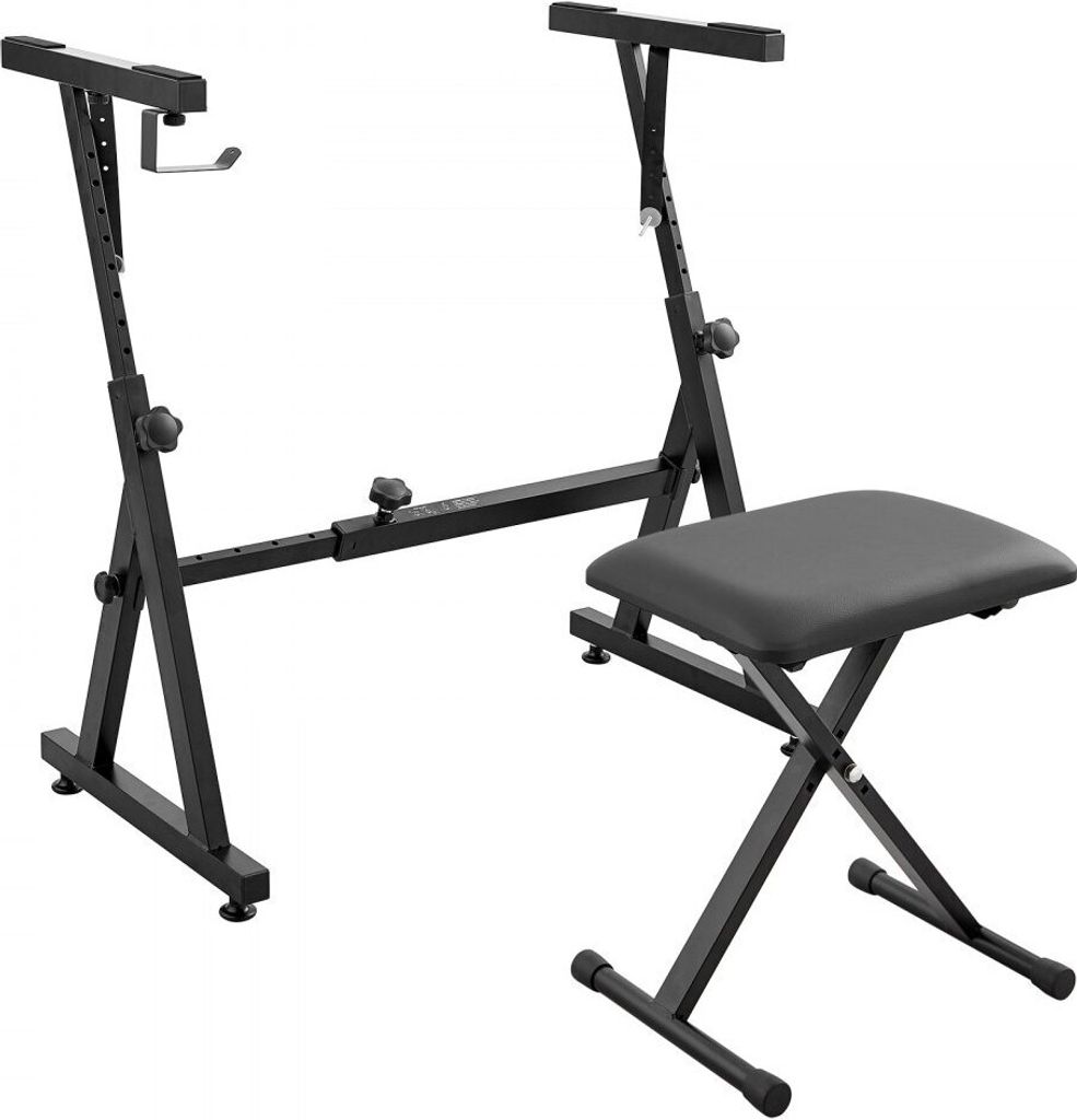 Keyboardset Z-Form Q195-Stahl: Keyboardständer, Keyboardbank, Keyboardhalter - Verstellbar Länge/Breite 545-875x445-550x570-851mm - Tastaturstän...