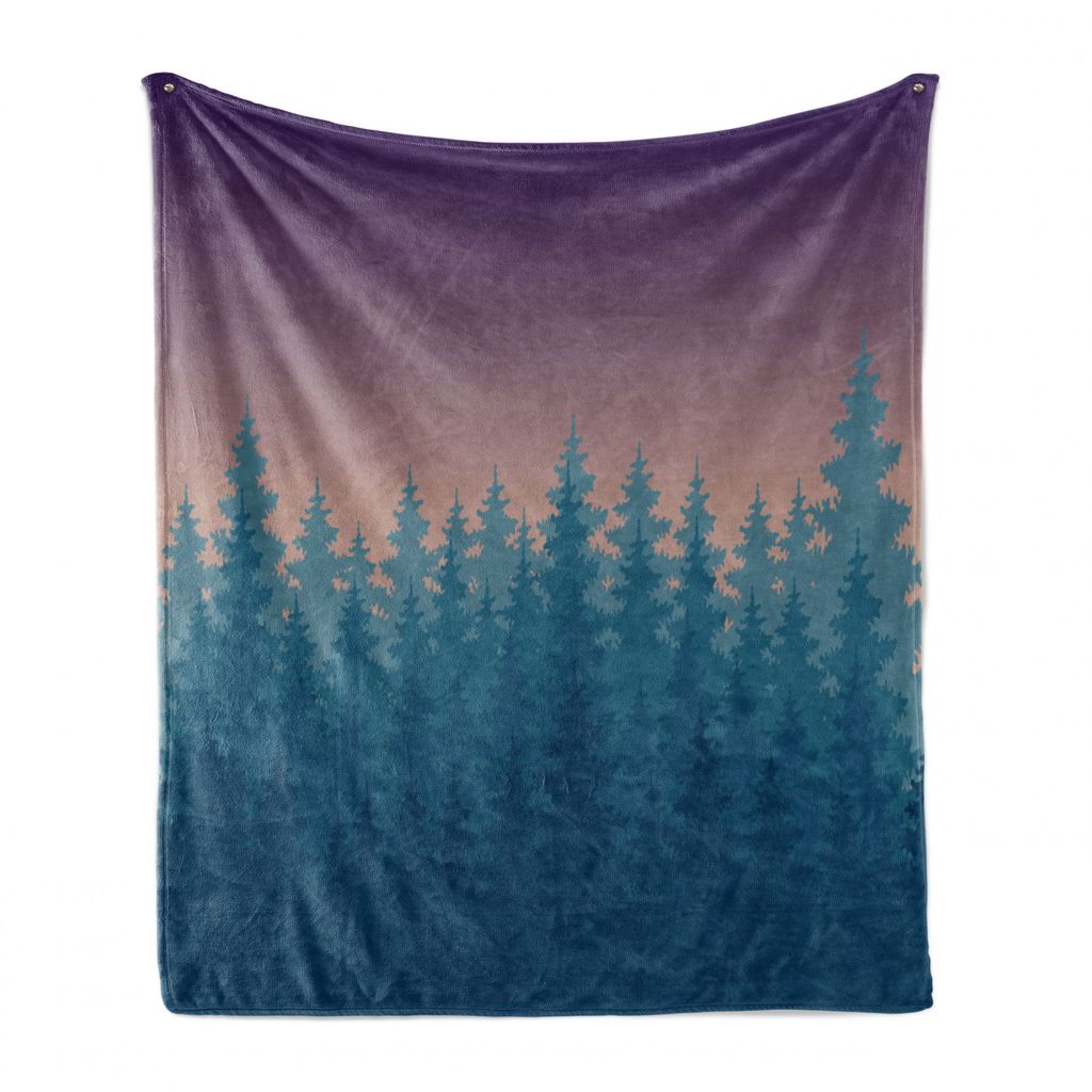 ABAKUHAUS Blätter Weich Flanell Fleece Decke, Kiefer Motive Silhouette, Gemütlicher Plüsch für den Innen- und Außenbereich, 125 x 175 cm, Pale...