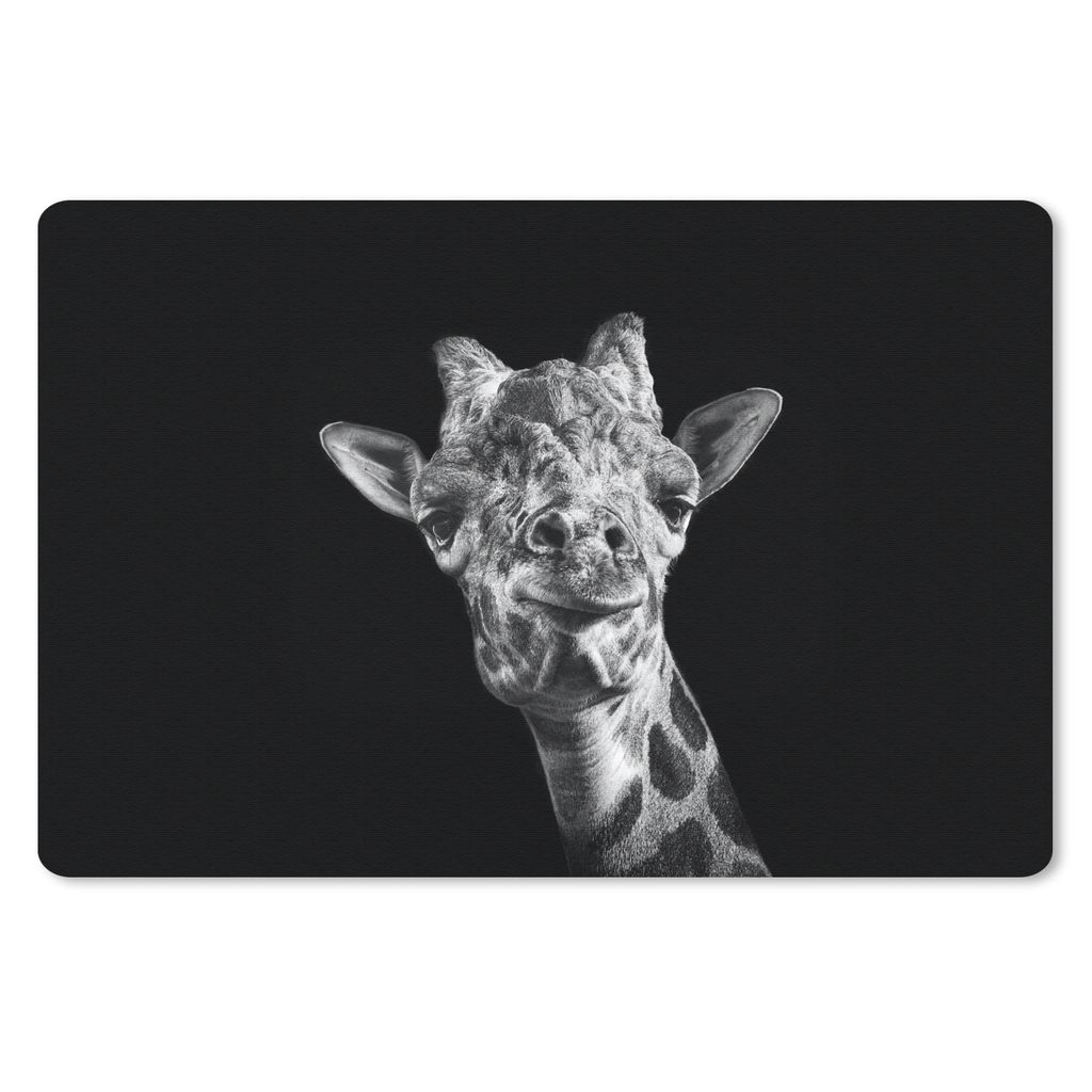MuchoWow Mauspad Mousepad Giraffe - Tier - Schwarz - Weiß 27x18 cm - Mousepads - Maus Mat - Pad - Mausunterlage - Büroartikel - Desk Matten