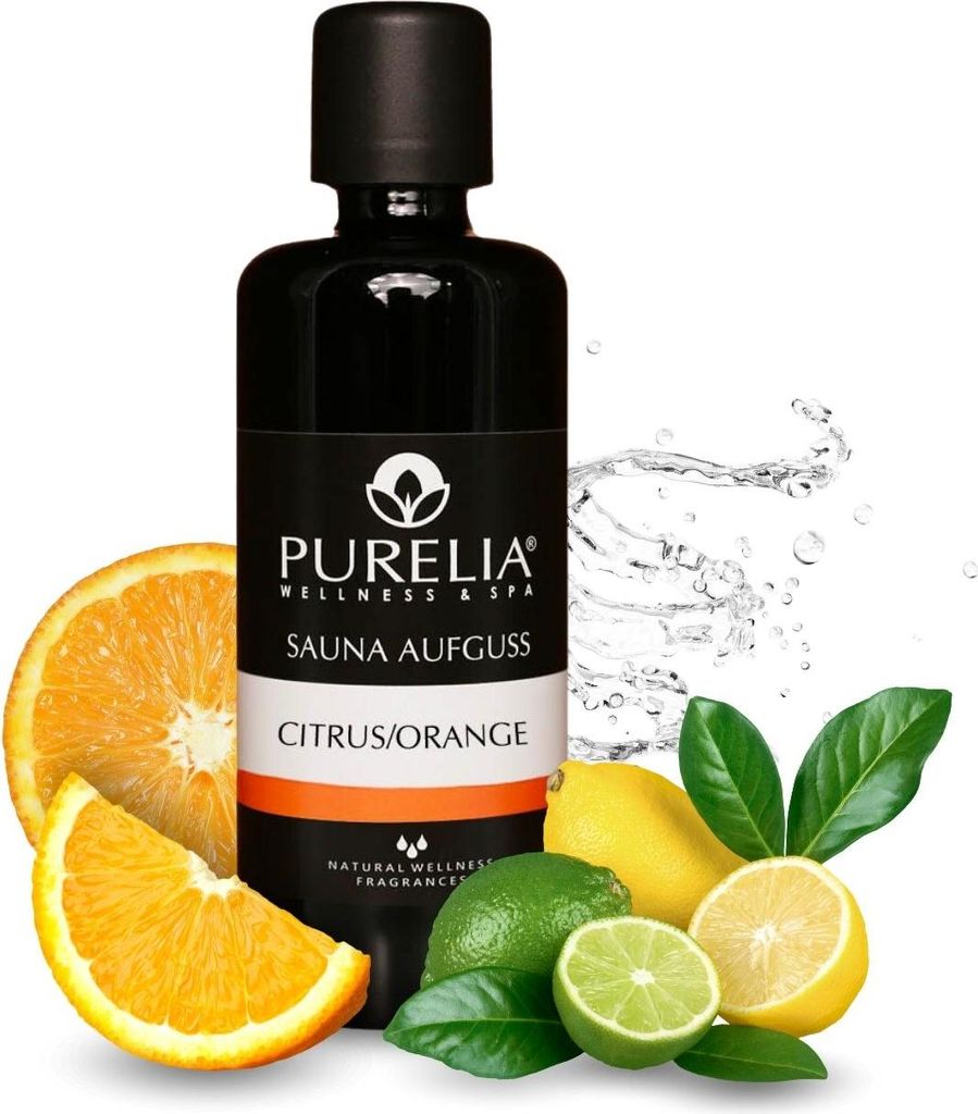 PURELIA Saunaaufguss Konzentrat Zitrus-Orange 100 ml natürlicher Sauna-aufguss - reine ätherische Öle