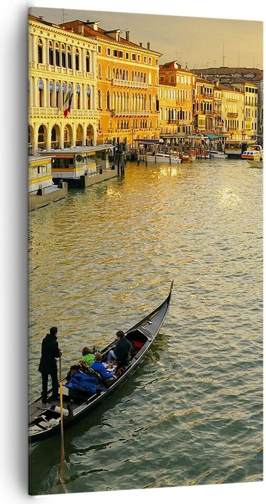 Bild auf Leinwand - Leinwandbild - Ansicht Wasser Gondel Reise - 65x120cm - Wand Bild - Wanddeko - Leinwanddruck - Bilder - Kunstdruck - Wanddekora...