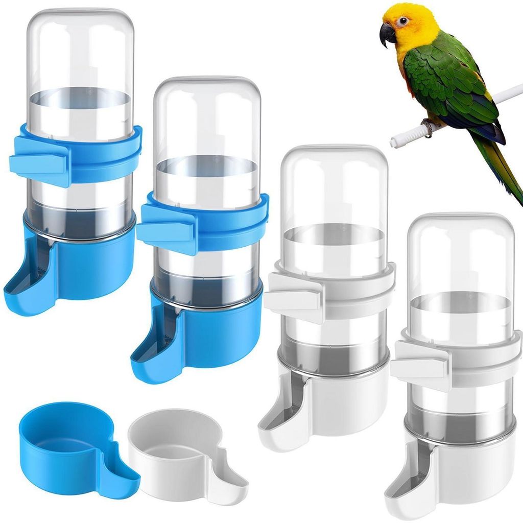 4er Set Vogeltränke Automatisch Weiß & Blau 240ml Kapazität