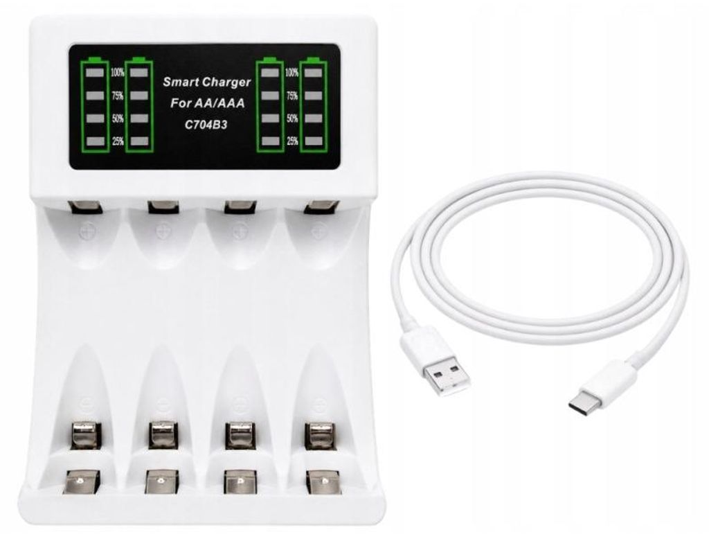 Chargeur rapide pour piles AA/AAA avec port USB-C et Image du produit 