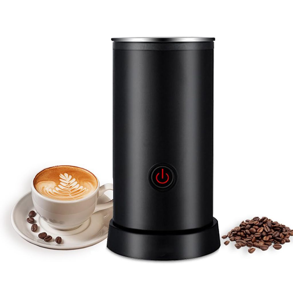 4 in 1 Elektrischer Milchaufschäumer , 600 W, Heiß- und Kaltfunktion, 240 ml Milchschaum für Latte, Cappuccino und heiße Schokolade,Schwarz