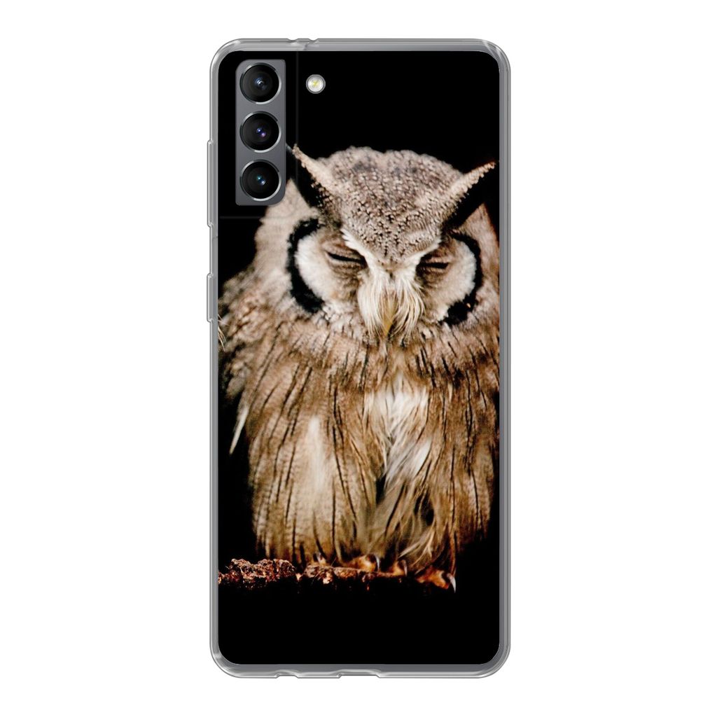 MuchoWow Handyhülle Schutzhülle Hülle für Samsung Galaxy S21 Plus Eule - Vogel - Schwarz Silikon Softcase Handy Hülle - Handy-Tasche
