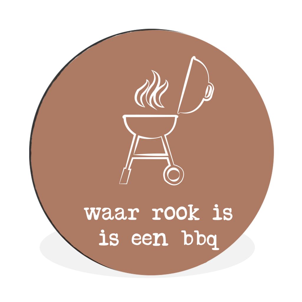MuchoWow Aluminium Wandkreis Sprichwörter - 'Wo Rauch ist, ist auch Grill' - Zitate Ø 90 cm Wanddeko Modern Wohnzimmer - Mauerkreis - Wandbilde...