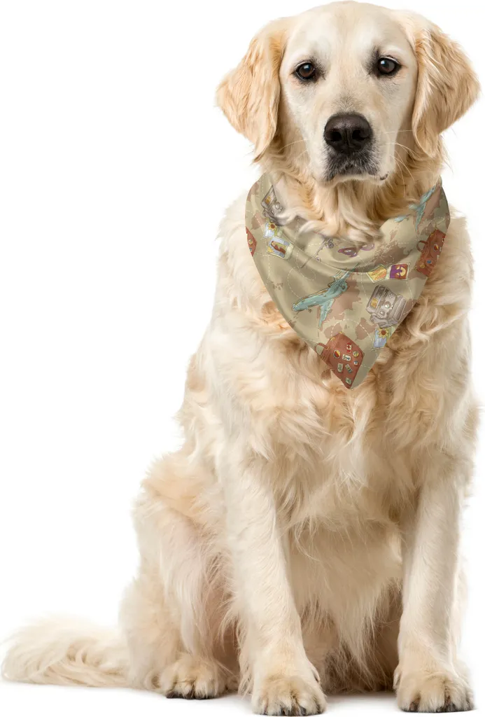 ABAKUHAUS Bandana Travel per Animali - Mappa del Mondo Chic 40x40