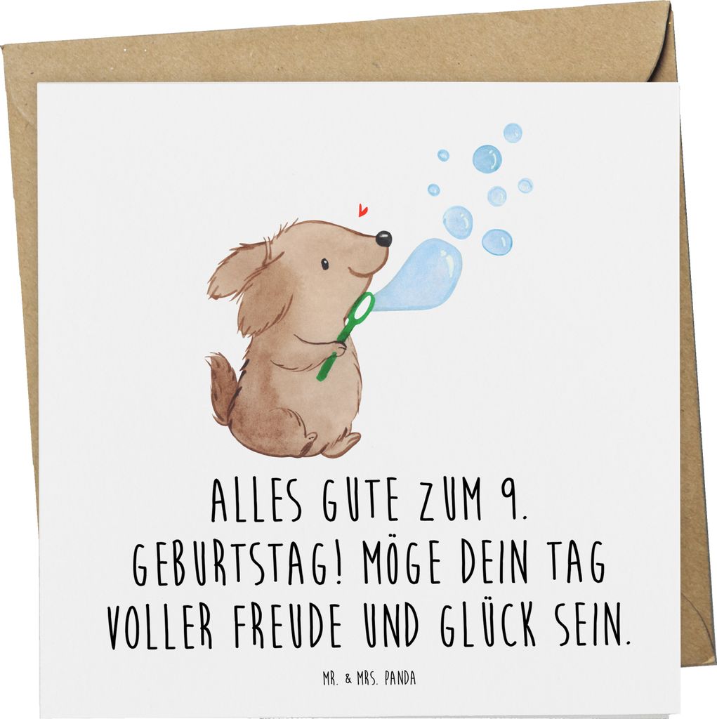 Mr. & Mrs. Panda Grußkarte 9. Geburtstag Freude - Weiß - Geschenk, Happy Birthday, Geburtstagstorte, anlasskarte, Klappkarte, Geburtstagsideen, d...