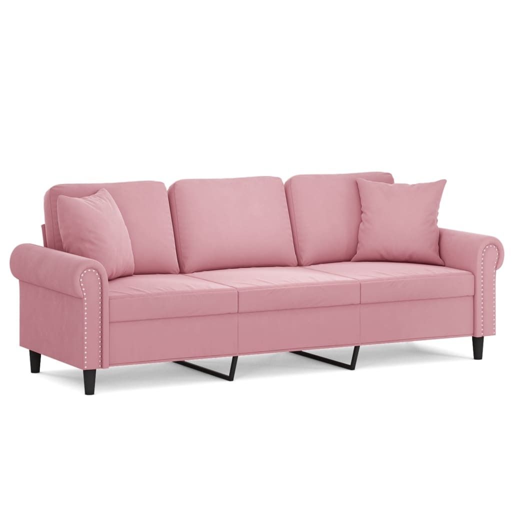 vidaXL 3-osobowa sofa z dekoracyjnymi poduszkami różowa 180 Zdjęcie produktu 