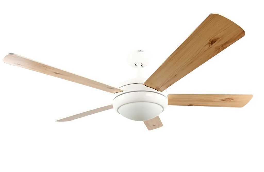Ventilateur de plafond Ursa Blanc & Pin avec éclairage et télécommande