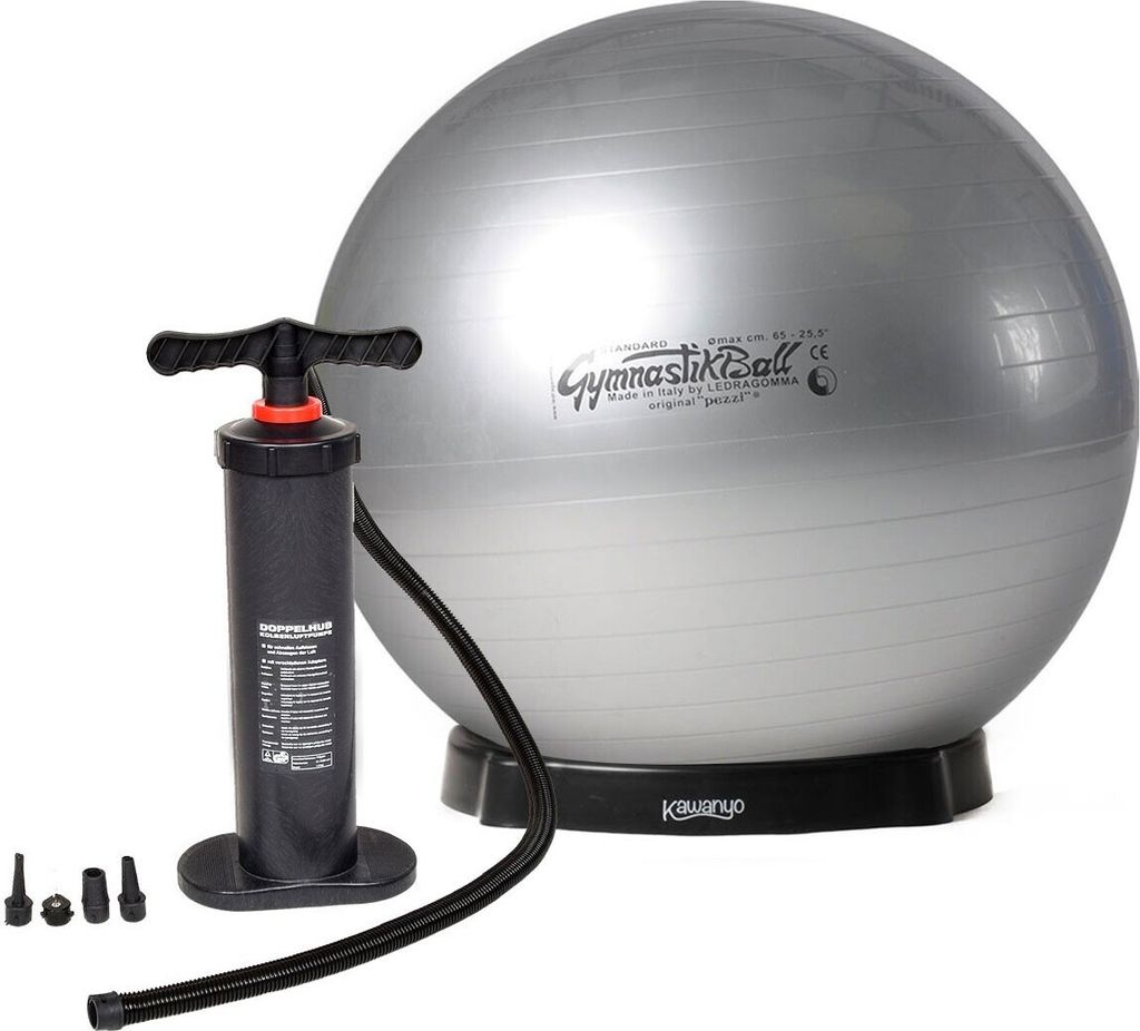 Original Pezziball STANDARD m. Standpumpe und Ballschale - silber
