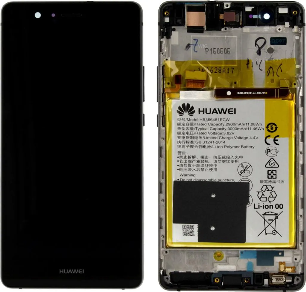 Réparer Écran Huawei P9 Lite Noir, Bloc LCD Complet avec Châssis d'Origine