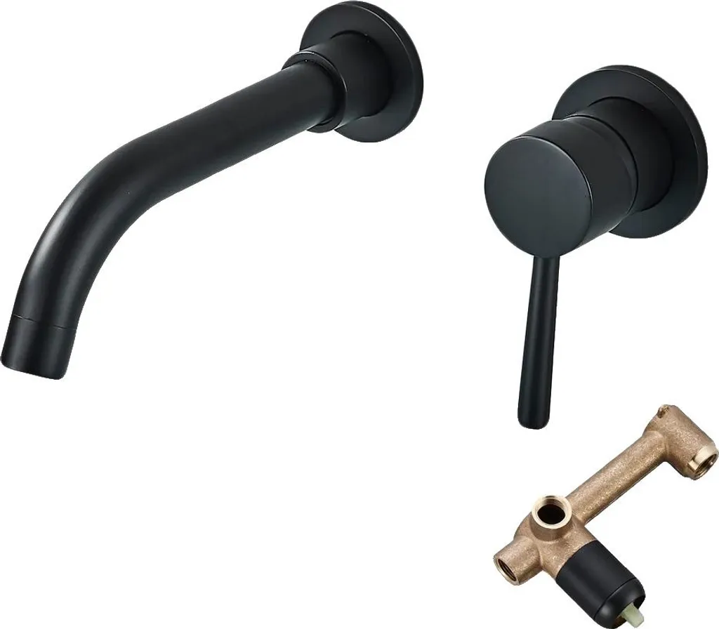 Mitigeur de lavabo mural noir mat en laiton - Robinetterie Design A