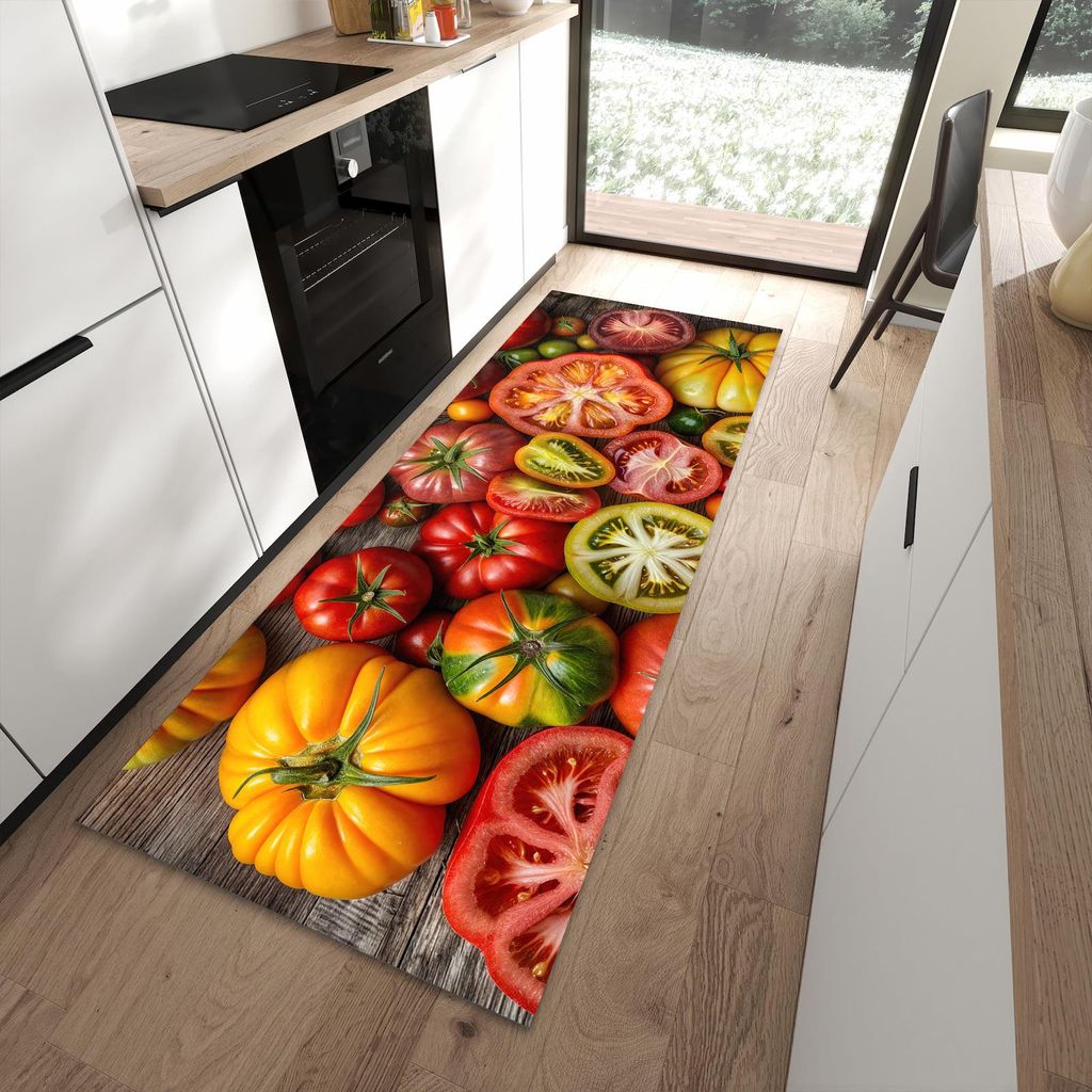 Küchenteppich 90x240cm rutschfest & abwischbar PVC Läufer - Verschiedene Tomaten