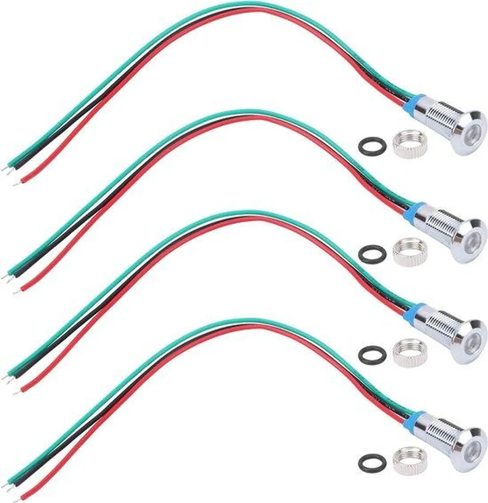 Lampes LED Rondes 8mm Bicolores Rouge Vert Anode Commune - Lot de 4