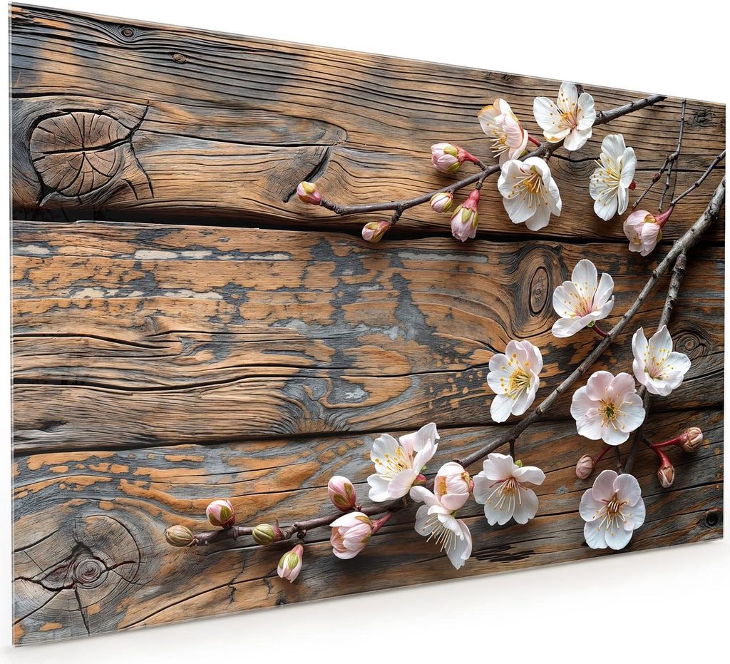 Küchenrückwand Spritzschutz Glas mit Motiv Kirschblüten Holz 40 x 40 cm