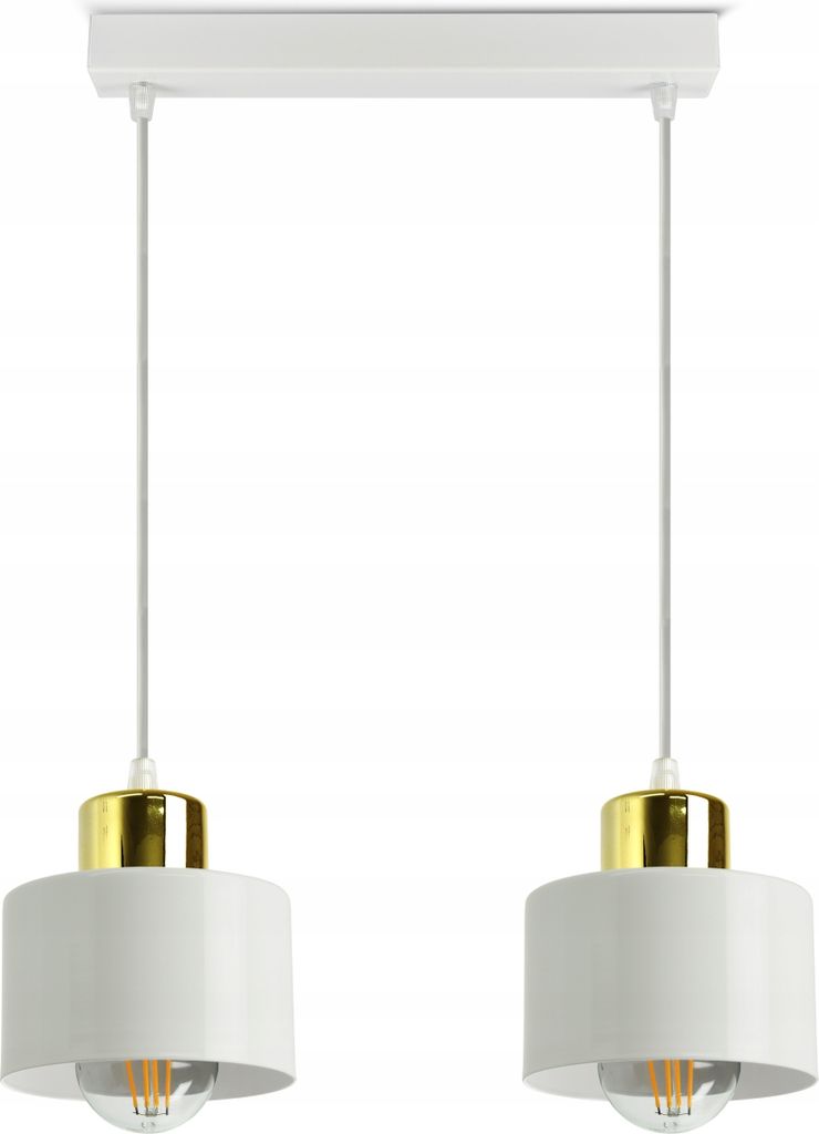 LUXOLAR - Led Pendelleuchte 2-flammig - Deckenleuchte Weiß-Gold E27 60W - Hängelampe für Wohnzimmer, Küchen - Weiß Glas