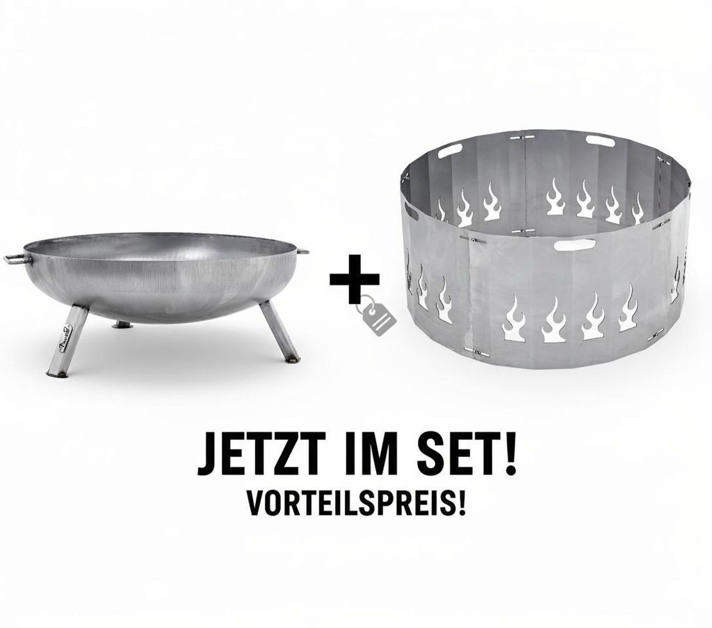 Feuerschale mit Funkenschutz 79 cm, Set aus Stahl, Produktbild 