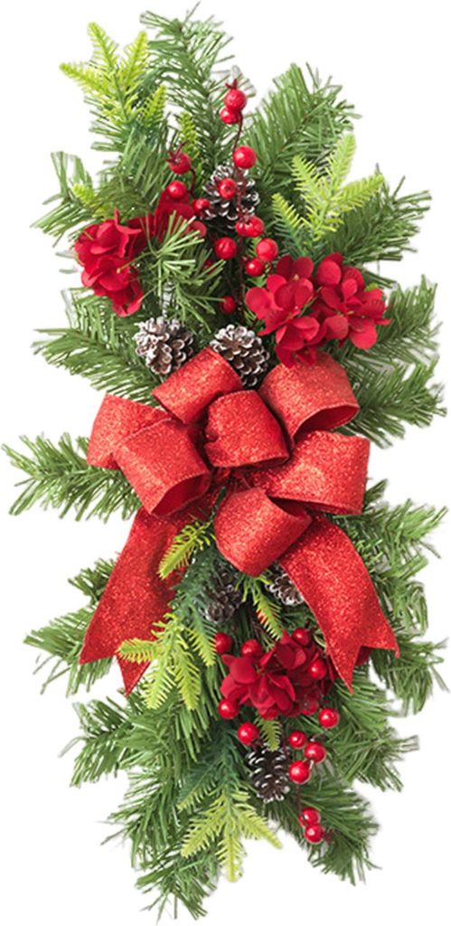 Weihnachtliche Treppengirlande mit künstlichem Schnee, Tannenzapfen, Schleifenband, realistischer PVC-Weihnachtskranz für die Innendekoration, Tr...