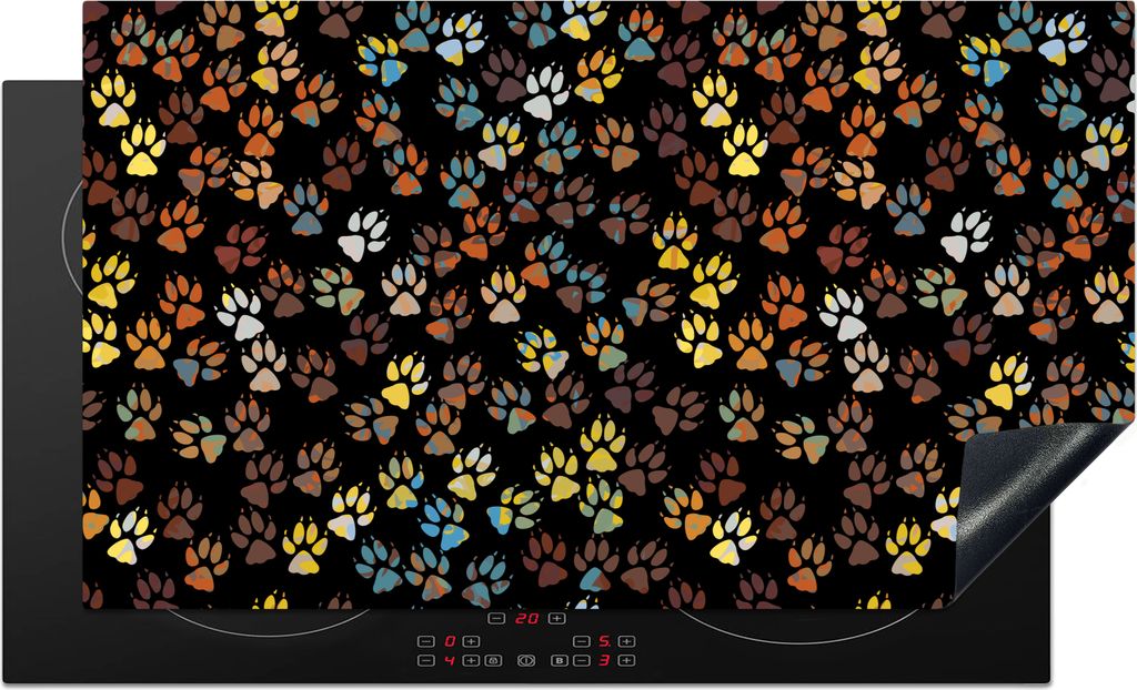 KitchenYeah Herdabdeckplatte Muster - Hunde - Pfoten - Jungen - Mädchen - Kinder - Kinder , 91x52cm, Küche Deko, Glaskeramikfeld Herdabdeckung,...
