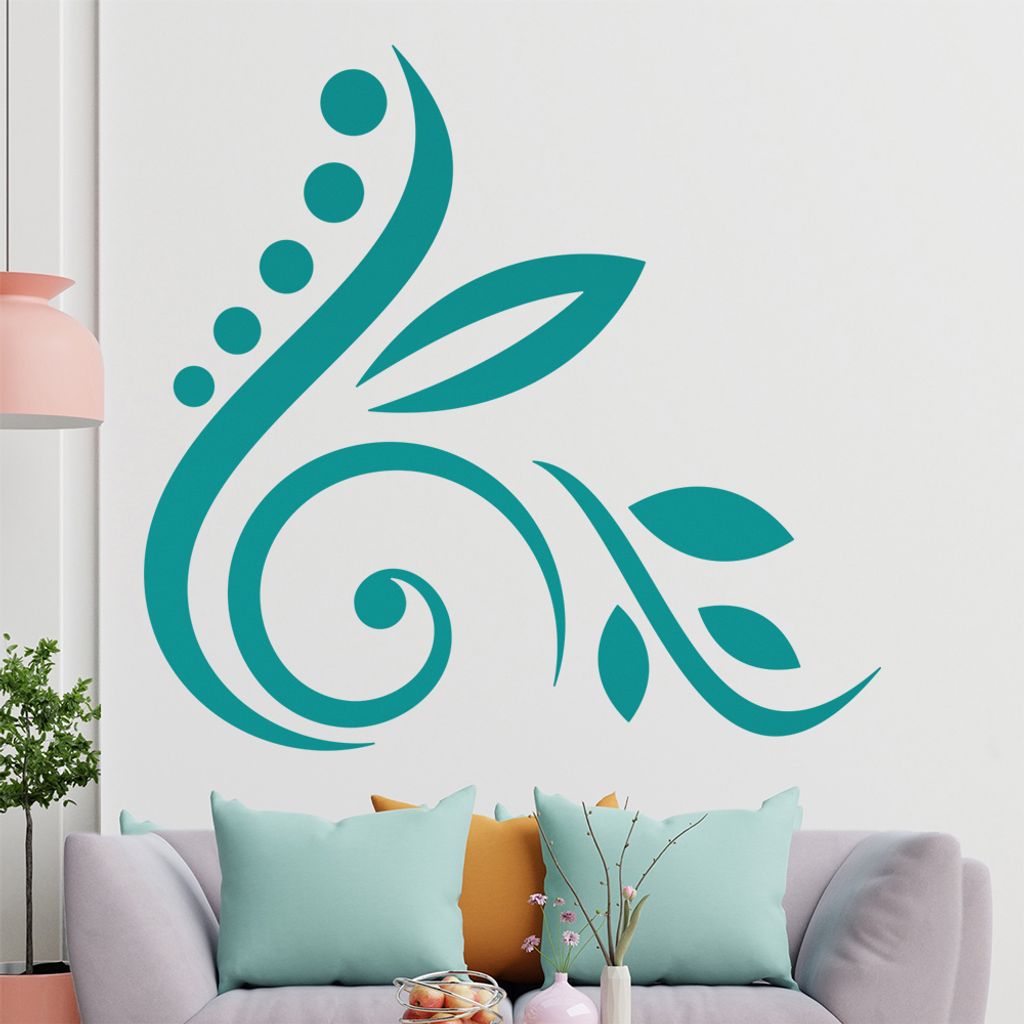 Blüte - Linien Punkte Wandtattoo in 6 Größen - Wandaufkleber Wall Sticker - Dekoration, Küche, Wohnzimmer, Schlafzimmer, Badezimmer