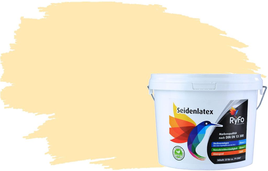 RyFo Colors Seidenlatex Trend Gelbtöne Honiggelb 3l - bunte Innenfarbe, weitere Gelb Farbtöne und Größen erhältlich