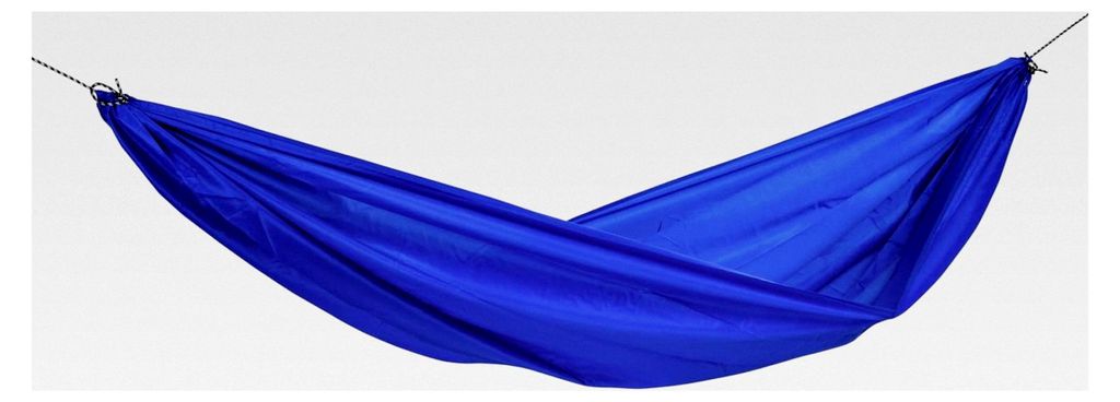 Leichtes Hängemattenset Travel Set Blau große Hängematte inkl. Seil und Haken 450g 275x140cm Packmaß 21,5 x 7,5 cm bis 120kg