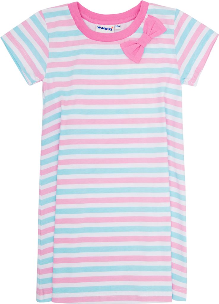 Mädchenkleider Basic - Weiß gestreift - 116