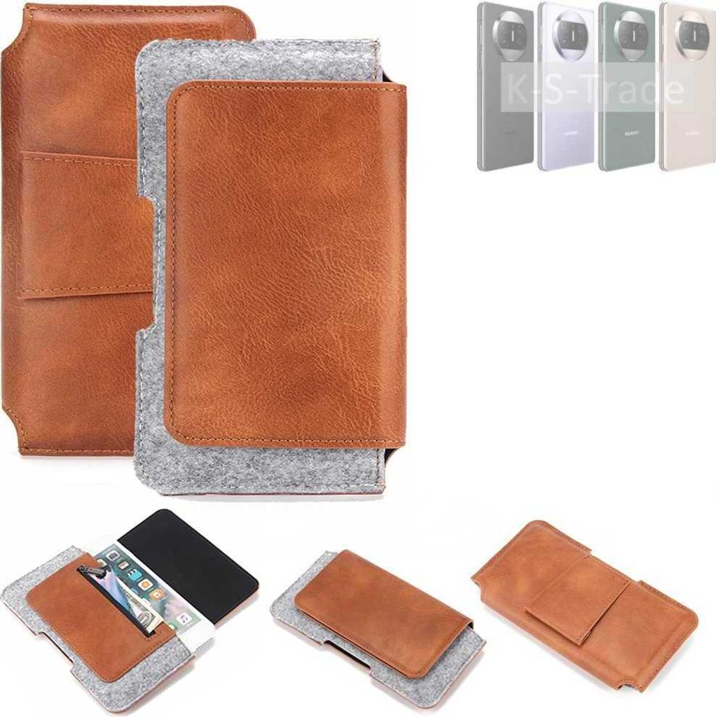 K-S-Trade Handyhülle Schutzhülle kompatibel mit Huawei Mate X3 Gürteltasche Holster Gürtel Tasche Smartphone Tasche Handy Hülle Polyurethan+ F...