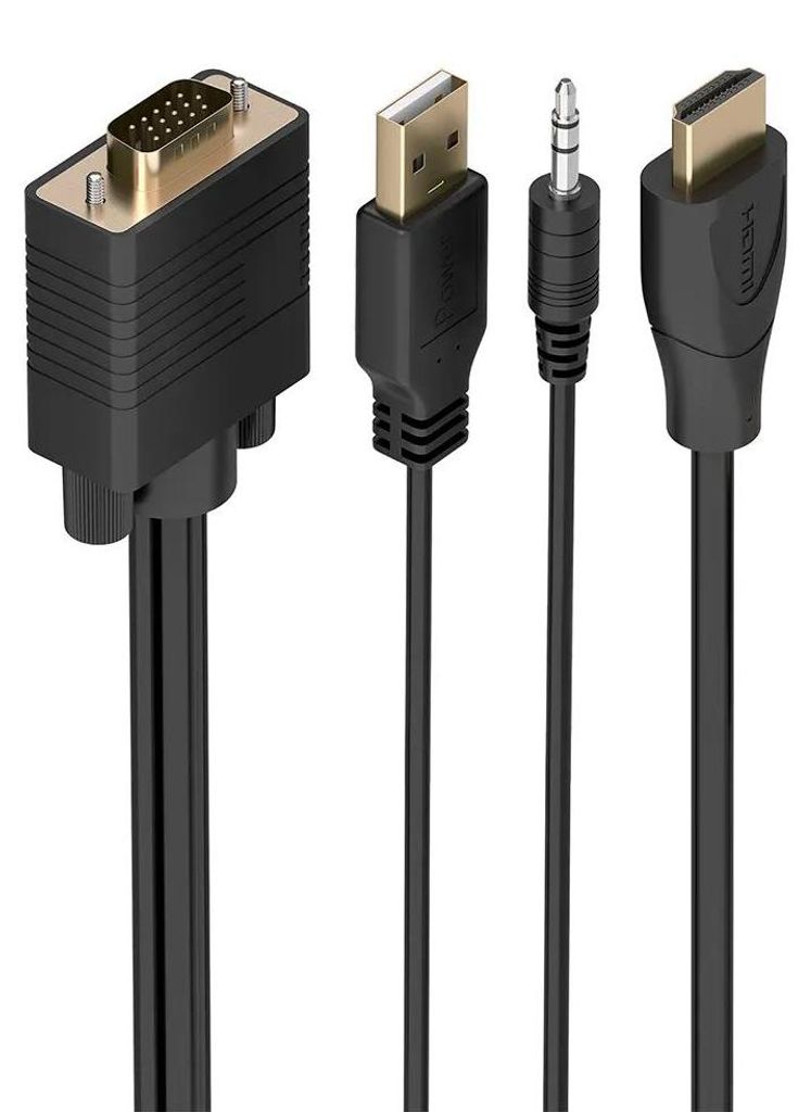 AISENS A122-1014, 1,5 m, HDMI Typ A (Standard), VGA (D-Sub) + 3.5mm + USB Type-A, Männlich, Männlich, Gerade