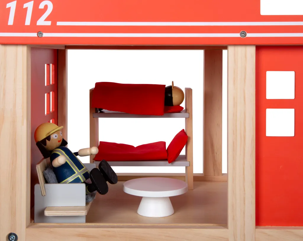 Caserne de pompiers bois Small Foot : rampe de descente et accessoires - 7