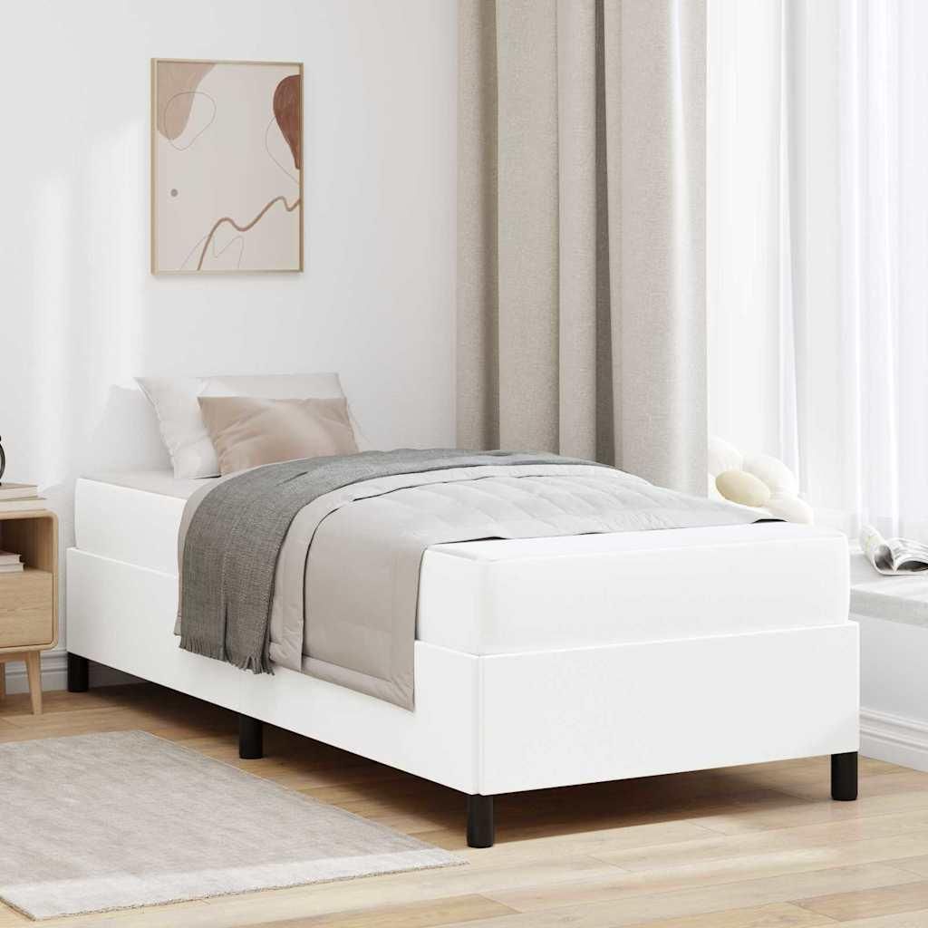 Möbel Bettgestell mit Matratze Weiß 90 x 190 cm Kunstleder - Klassische Betten 3398975