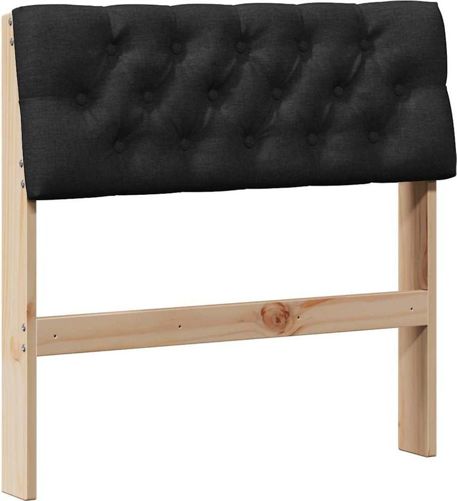 vidaXL Gepolstertes Kopfteil Schwarz 75 cm Massives Kiefernholz