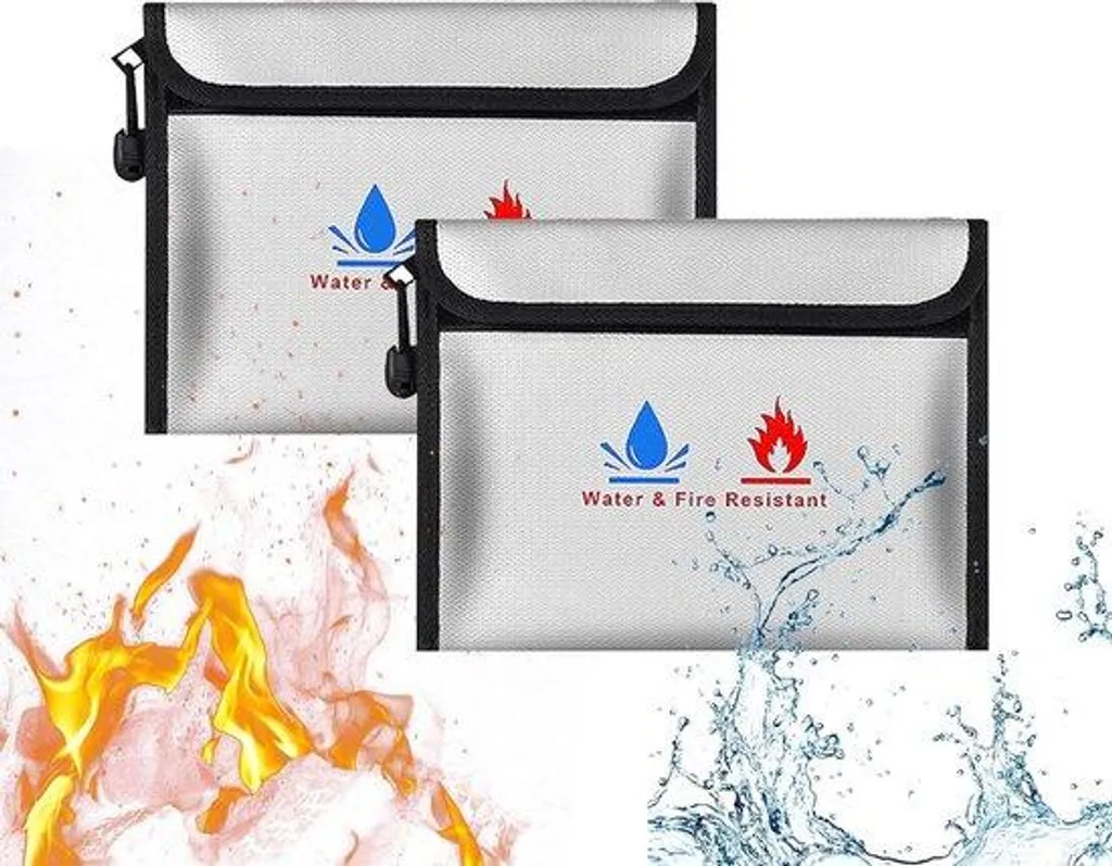 Pochette ignifuge imperméable en fibre de verre - 23 x 17,5 cm - Lot de 2