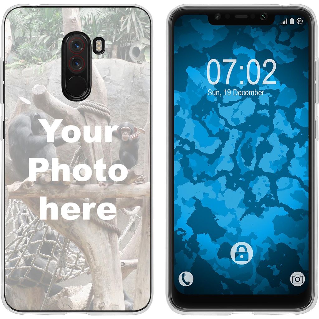PhoneNatic Case kompatibel mit Pocophone F1 Personalisierte Handyhülle clear zum selbst gestalten mit eigenem Foto