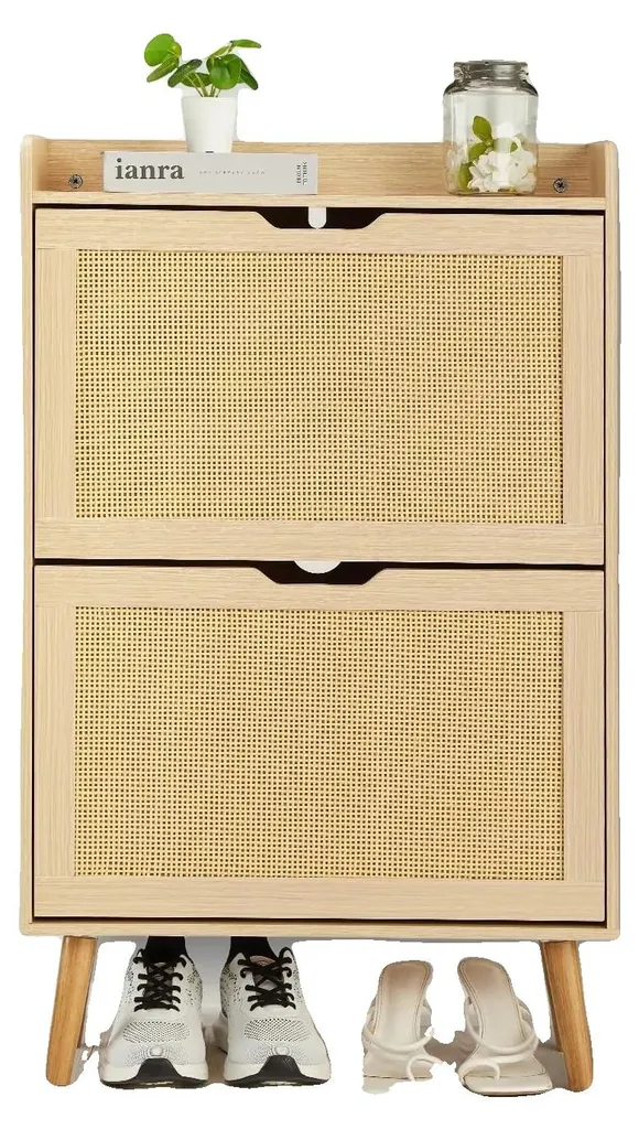 Armoire à chaussures design bois, format gain de place, capacité 15 paires