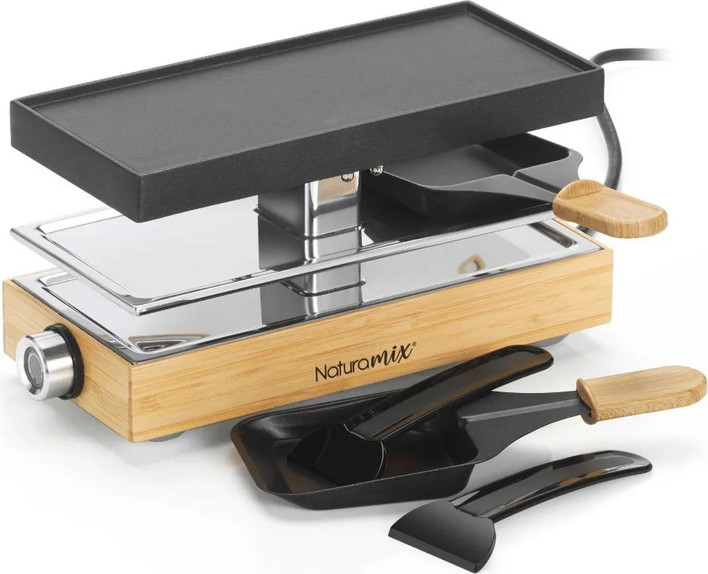 Raclette Grill 440W Antiadhésive Naturamix - Set de Table pour 2 Personnes