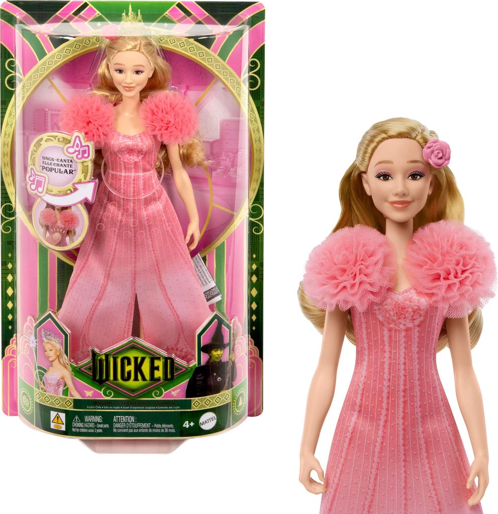 A doll in its packaging next to a separate image of the doll.
