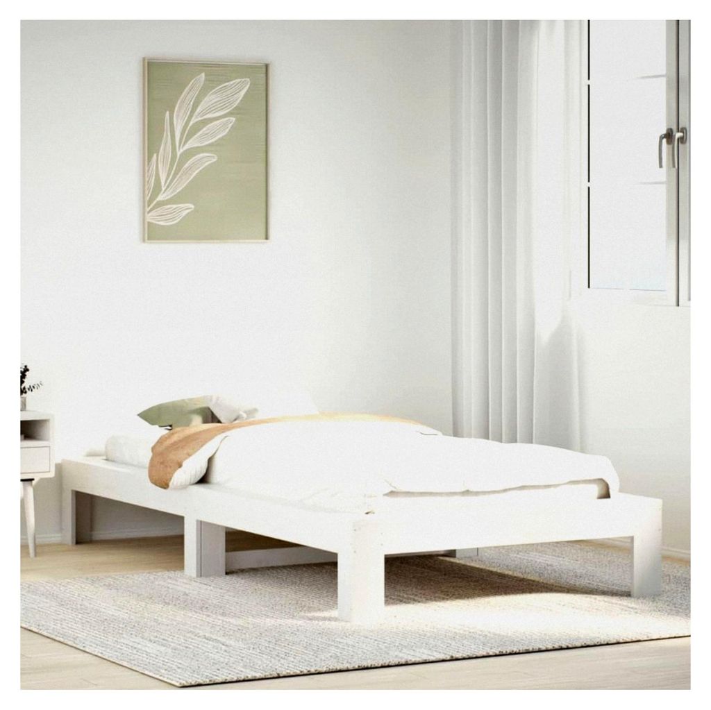 Bettgestell ohne Matratze Weiß 90x190 cm Einzelbett Massivholz Kiefer